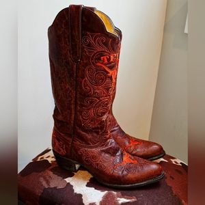 Texas Longhorns Gameday Womens Cowboy Boots College Team Brass UT size 8